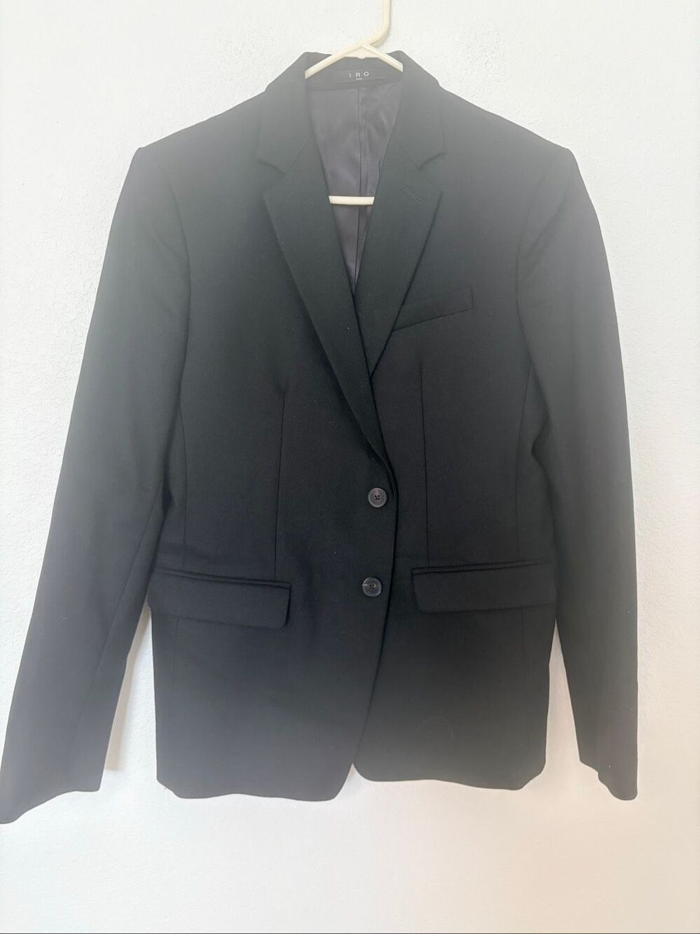 IRO Paris Black Lindo Wool Cashmere Blazer Jacket Suit IT 50 US 40 Medium NWT